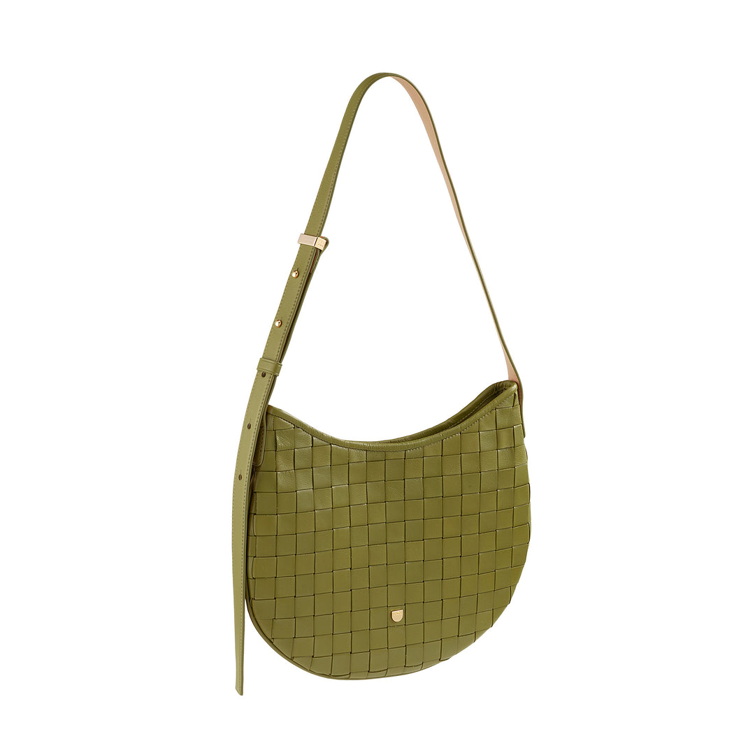 DUDU Borsa a Spalla Donna in Vera Pelle Intrecciata – Elegante Borsa Hobo con Tracolla Regolabile e Cerniera Zip, Design Artigianale, Capiente e Versatile