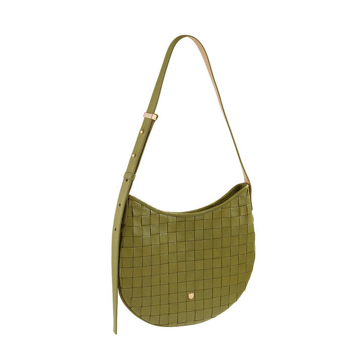 DUDU Borsa a Spalla Donna in Vera Pelle Intrecciata – Elegante Borsa Hobo con Tracolla Regolabile e Cerniera Zip, Design Artigianale, Capiente e Versatile