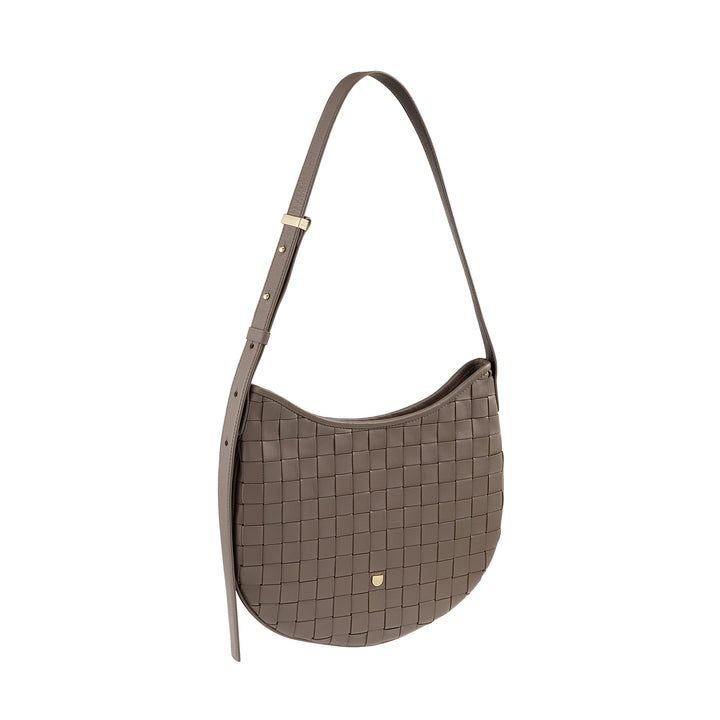 DUDU Borsa a Spalla Donna in Vera Pelle Intrecciata – Elegante Borsa Hobo con Tracolla Regolabile e Cerniera Zip, Design Artigianale, Capiente e Versatile