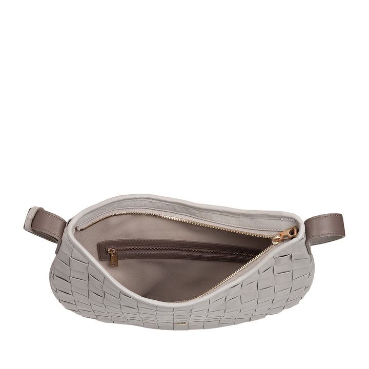 DUDU Borsa a Spalla Donna in Vera Pelle Intrecciata – Elegante Borsa Hobo con Tracolla Regolabile e Cerniera Zip, Design Artigianale, Capiente e Versatile
