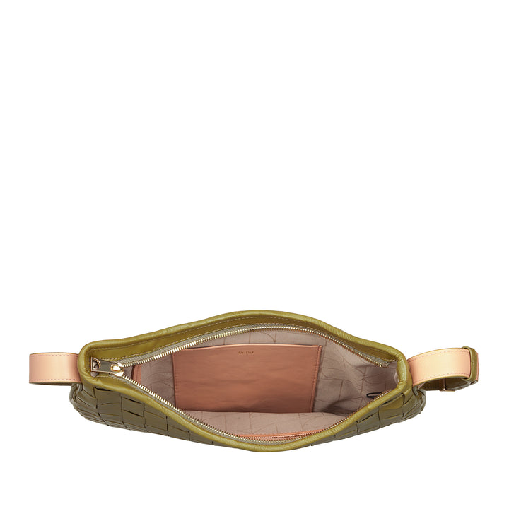 DUDU Borsa a Spalla Donna in Vera Pelle Intrecciata – Elegante Borsa Hobo con Tracolla Regolabile e Cerniera Zip, Design Artigianale, Capiente e Versatile
