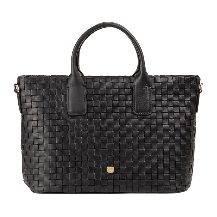 DUDU Damen-Umhängetasche aus echtem geflochtenem Leder – elegante Handtasche mit Griffen, Reißverschluss und abnehmbarem, verstellbarem Schultergurt – geräumige Handtasche für Büro und Freizeit
