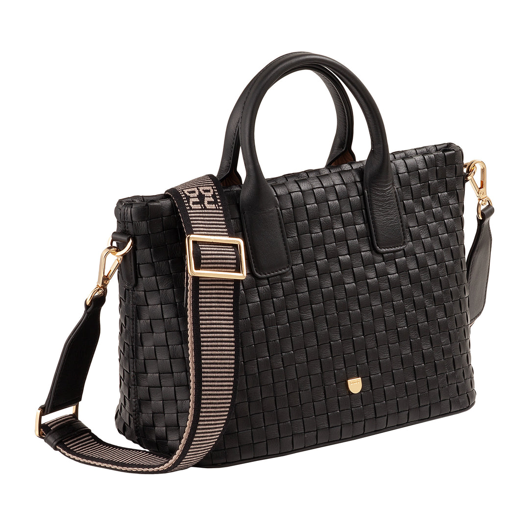 DUDU Damen-Umhängetasche aus echtem geflochtenem Leder – elegante Handtasche mit Griffen, Reißverschluss und abnehmbarem, verstellbarem Schultergurt – geräumige Handtasche für Büro und Freizeit