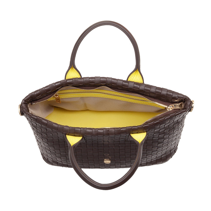 DUDU Borsa a Tracolla Donna in Vera Pelle Intrecciata – Borsa a Mano Elegante con Manici, Cerniera e Tracolla Regolabile Rimovibile – Borsetta Capiente per Ufficio e Tempo Libero
