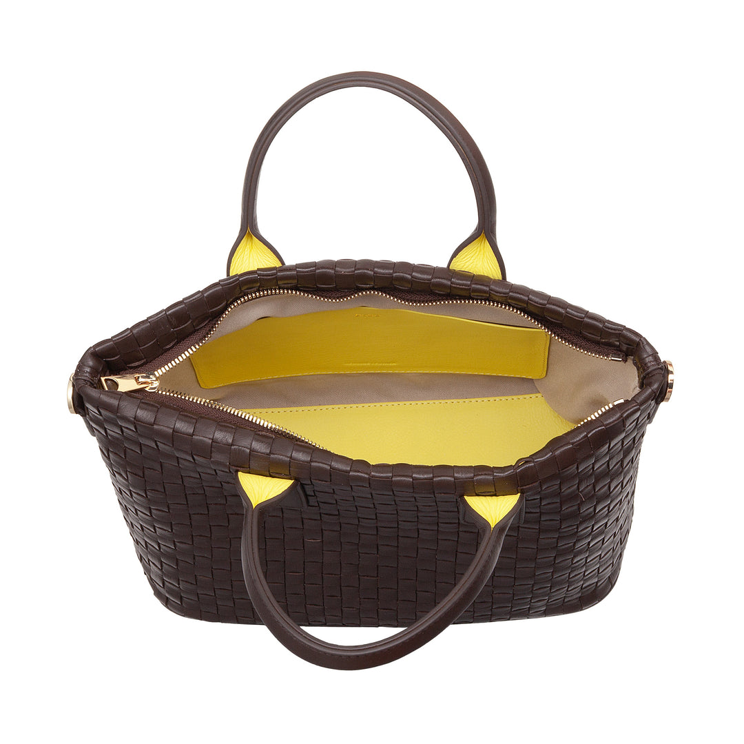 DUDU Borsa a Tracolla Donna in Vera Pelle Intrecciata – Borsa a Mano Elegante con Manici, Cerniera e Tracolla Regolabile Rimovibile – Borsetta Capiente per Ufficio e Tempo Libero