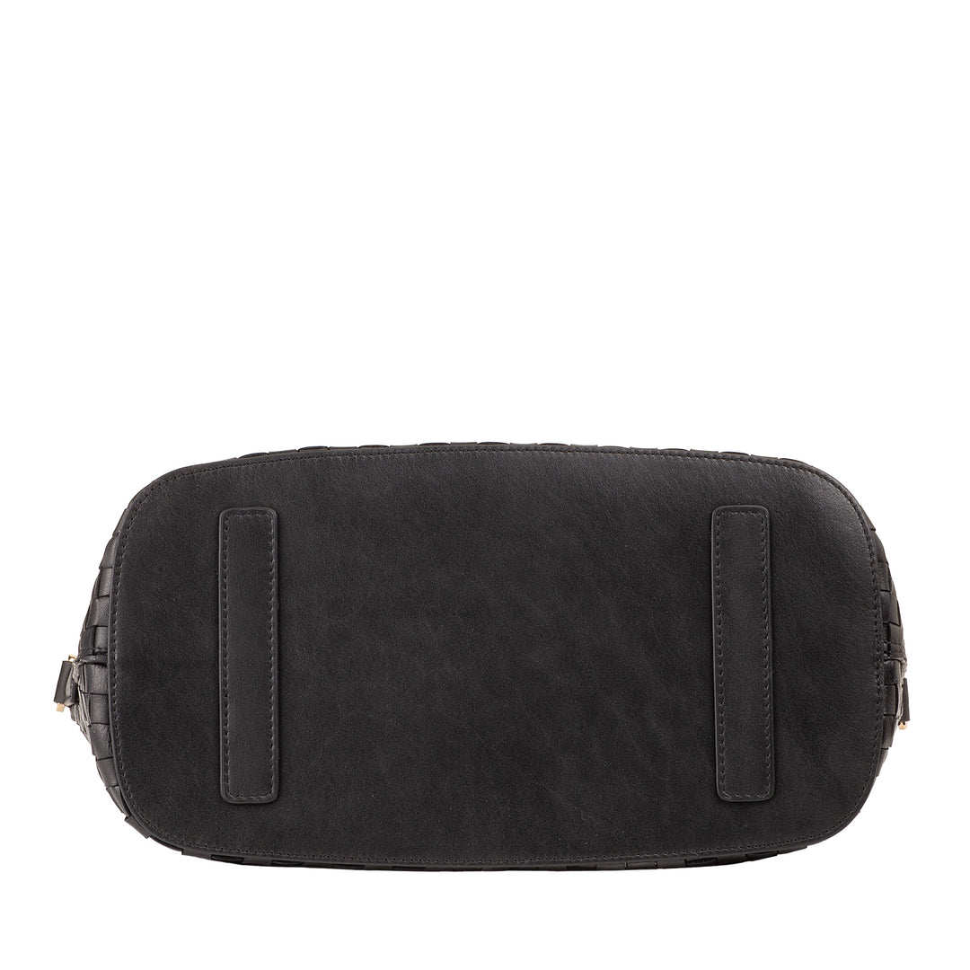 DUDU Damen-Umhängetasche aus echtem geflochtenem Leder – elegante Handtasche mit Griffen, Reißverschluss und abnehmbarem, verstellbarem Schultergurt – geräumige Handtasche für Büro und Freizeit