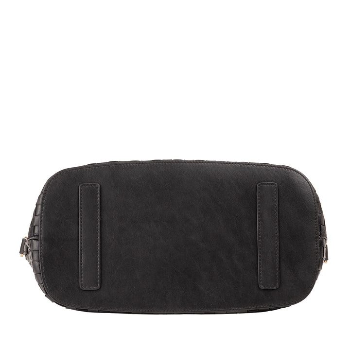 DUDU Damen-Umhängetasche aus echtem geflochtenem Leder – elegante Handtasche mit Griffen, Reißverschluss und abnehmbarem, verstellbarem Schultergurt – geräumige Handtasche für Büro und Freizeit