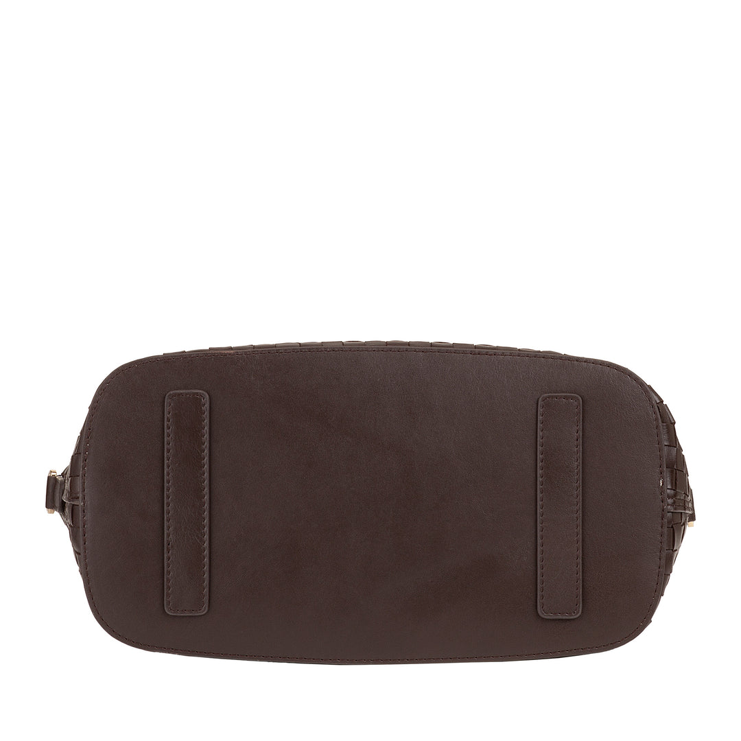 DUDU Borsa a Tracolla Donna in Vera Pelle Intrecciata – Borsa a Mano Elegante con Manici, Cerniera e Tracolla Regolabile Rimovibile – Borsetta Capiente per Ufficio e Tempo Libero