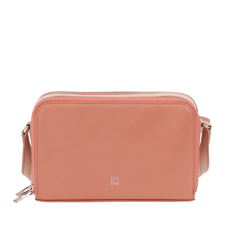 DUDU Borsa a Tracolla Donna Piccola in Pelle Doppia Cerniera Portafoglio Borsa a Mano Multitasche
