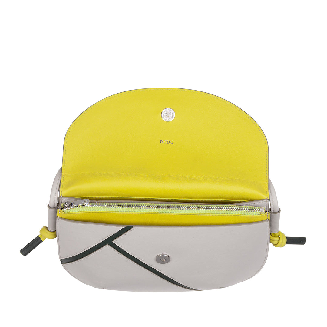 DUDU Borsa a Tracolla Donna in Vera Pelle – Borsetta Piccola con Chiusura a Patta Stile Tennis con Tracolla Regolabile e Interno Capiente