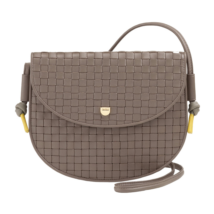 DUDU Small Woven Shoulder Bag in Genuine Leather with Flap - Elegant Handcrafted Women&