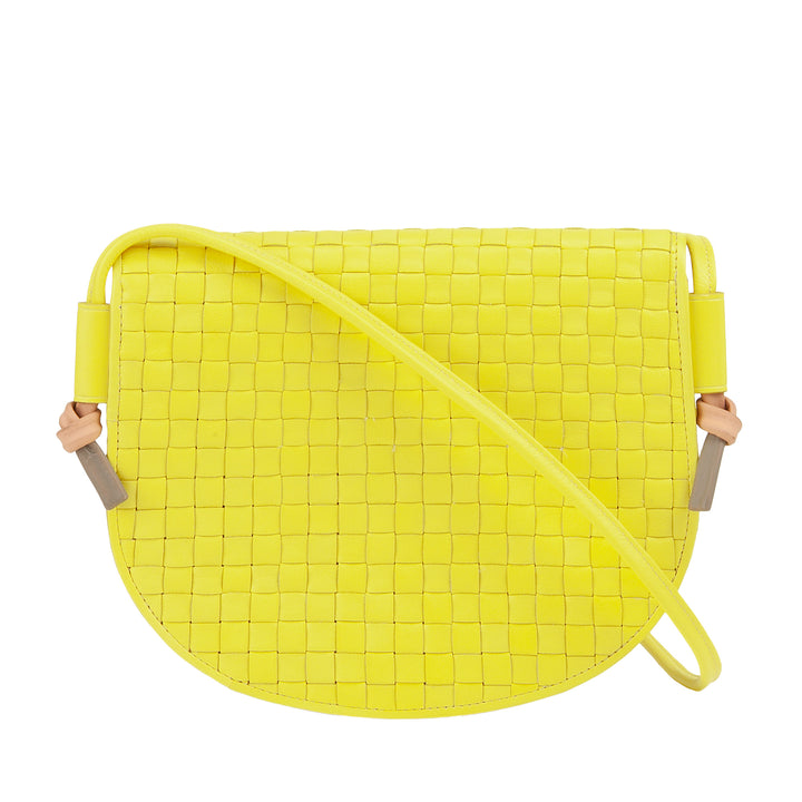 DUDU Small Woven Shoulder Bag in Genuine Leather with Flap - Elegant Handcrafted Women&