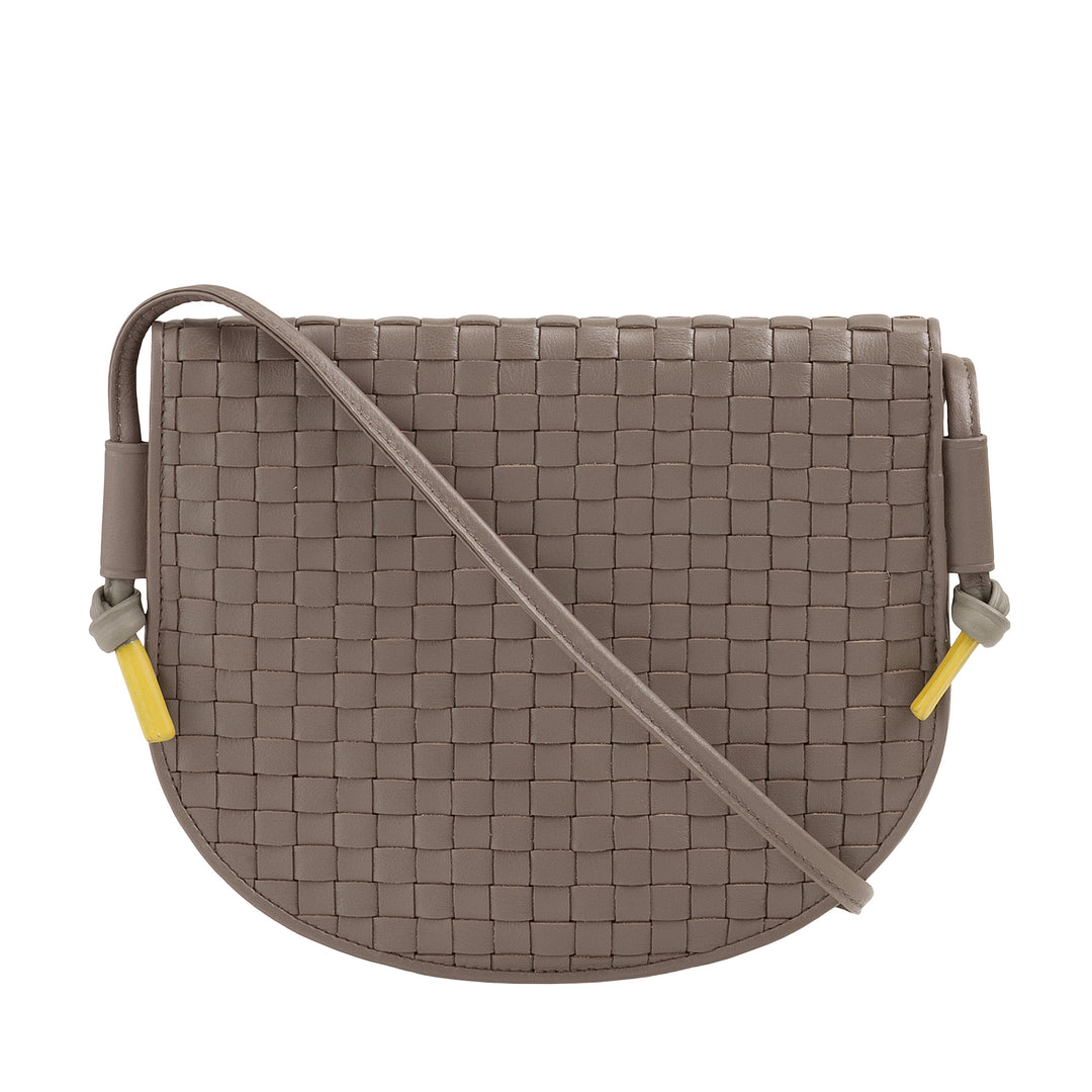 DUDU Small Woven Shoulder Bag in Genuine Leather with Flap - Elegant Handcrafted Women&