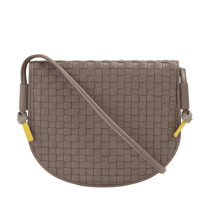 DUDU Small Woven Shoulder Bag in Genuine Leather with Flap - Elegant Handcrafted Women&