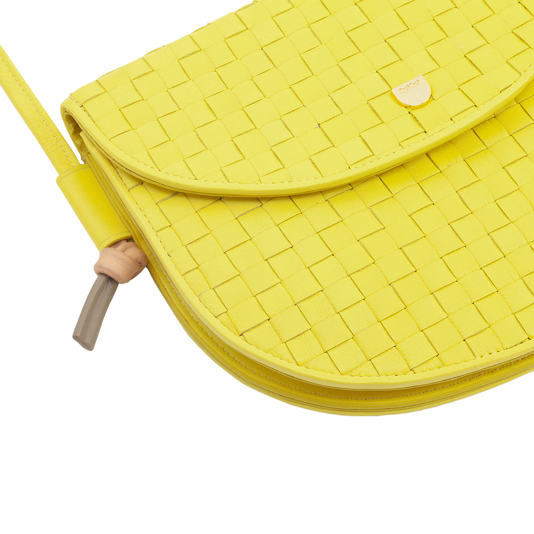 DUDU Small Woven Shoulder Bag in Genuine Leather with Flap - Elegant Handcrafted Women&