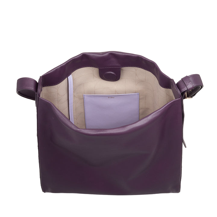 DUDU Trapezförmige Umhängetasche für Damen aus echtem Leder, Trapeztasche mit verstellbarem Schultergurt – elegant, geräumig für Freizeit, Arbeit, Abend