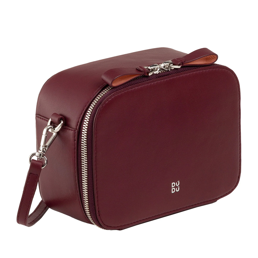 DUDU Bolso Bandolera Pequeño de Piel para Mujer, Bolso para Cámara con Doble Correa para el Hombro, Cierre de Cremallera, Bolso Elegante de Diseño Compacto