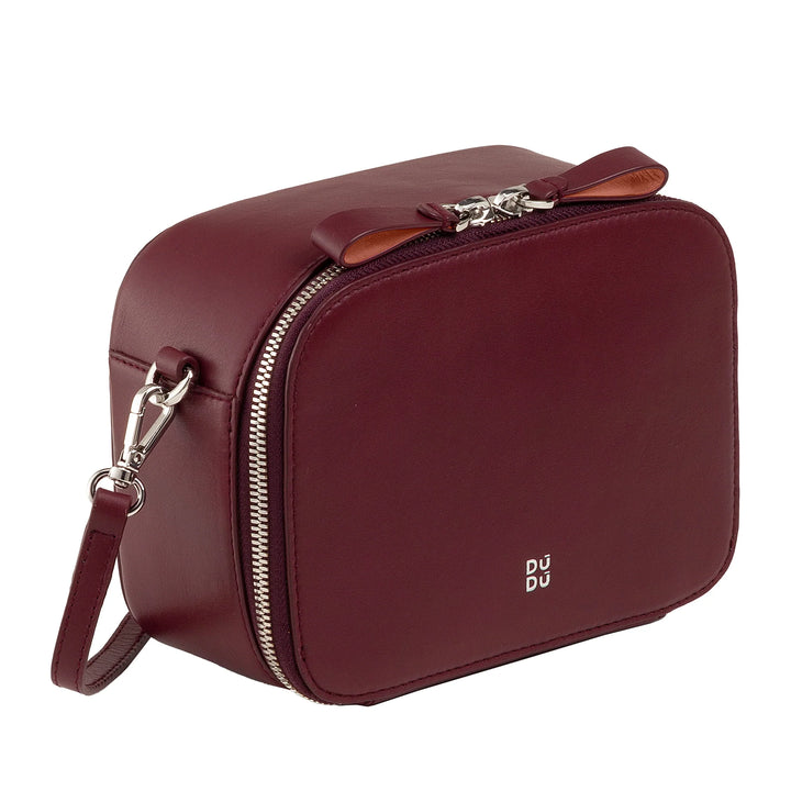 DUDU Bolso Bandolera Pequeño de Piel para Mujer, Bolso para Cámara con Doble Correa para el Hombro, Cierre de Cremallera, Bolso Elegante de Diseño Compacto