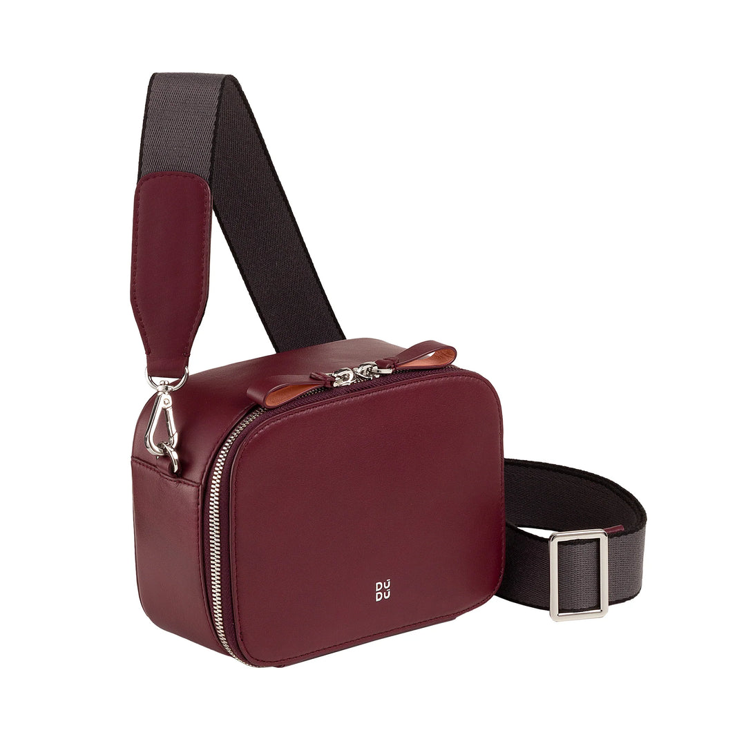 DUDU Bolso Bandolera Pequeño de Piel para Mujer, Bolso para Cámara con Doble Correa para el Hombro, Cierre de Cremallera, Bolso Elegante de Diseño Compacto