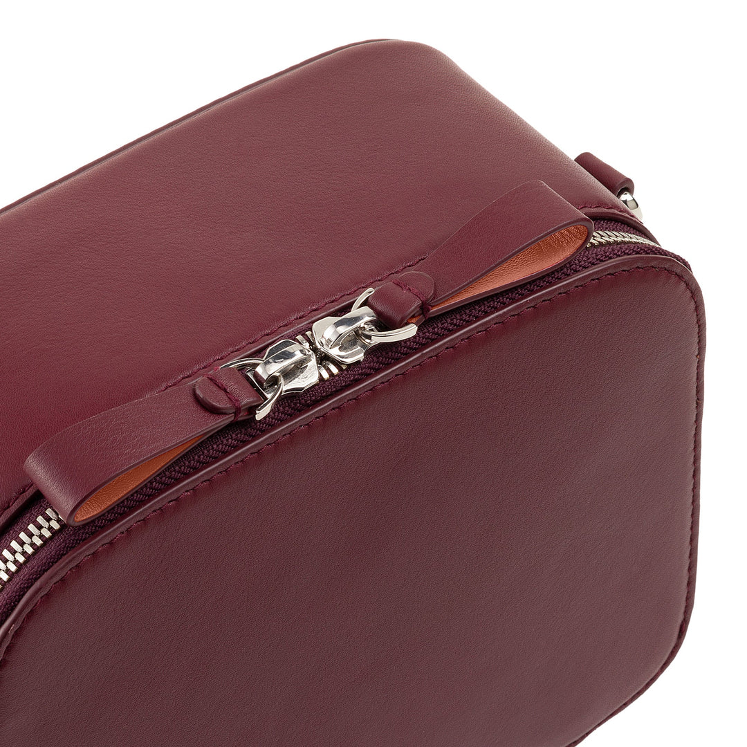 DUDU Bolso Bandolera Pequeño de Piel para Mujer, Bolso para Cámara con Doble Correa para el Hombro, Cierre de Cremallera, Bolso Elegante de Diseño Compacto