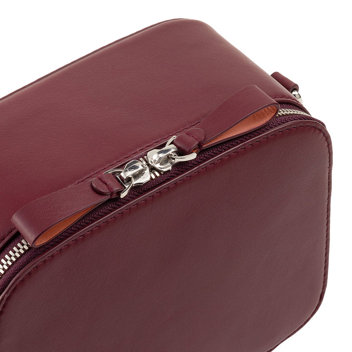 DUDU Bolso Bandolera Pequeño de Piel para Mujer, Bolso para Cámara con Doble Correa para el Hombro, Cierre de Cremallera, Bolso Elegante de Diseño Compacto