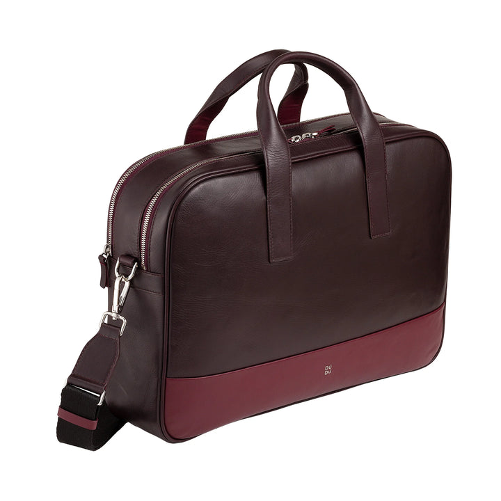 DUDU Sac de travail en cuir pour hommes et femmes, porte-documents pour PC ou MacBook jusqu&