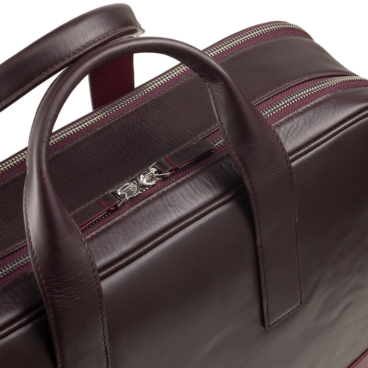DUDU Sac de travail en cuir pour hommes et femmes, porte-documents pour PC ou MacBook jusqu&