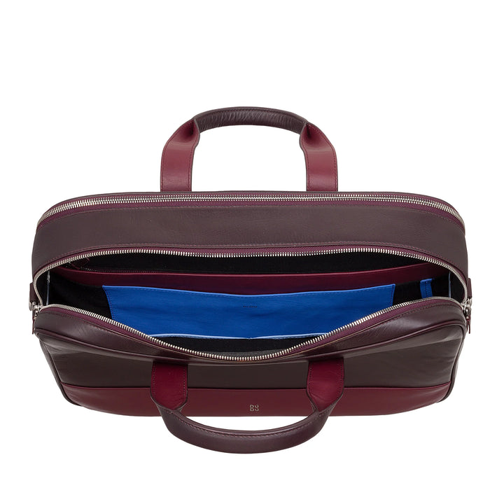 DUDU Sac de travail en cuir pour hommes et femmes, porte-documents pour PC ou MacBook jusqu&