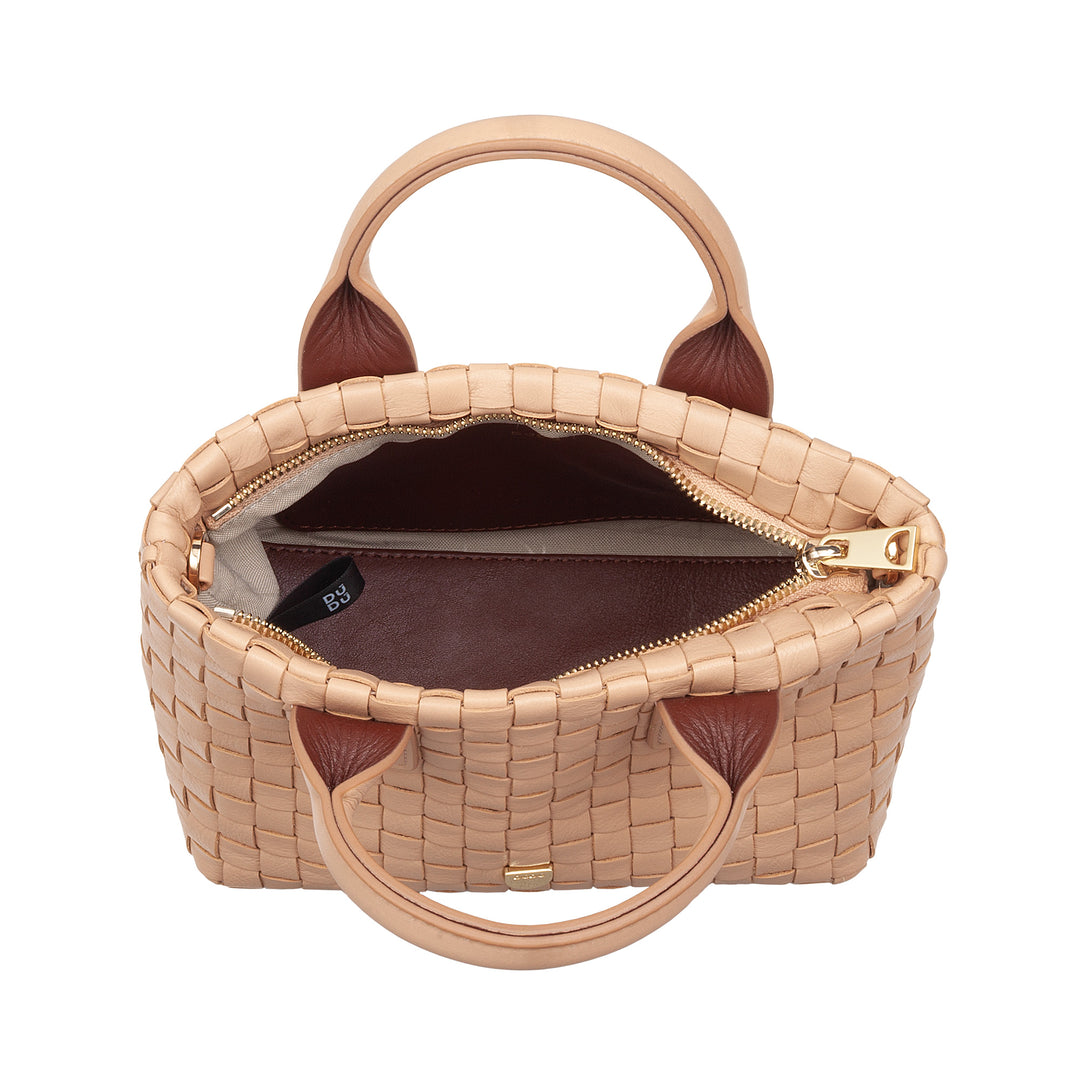 DUDU Borsa in Pelle Donna Piccola Intrecciata con Cerniera Zip – Mini Bag Elegante con Tracolla a Catena, Borsa a Spalla Borsetta a Mano Compatta e Raffinata