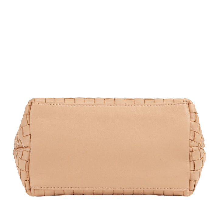 DUDU Borsa in Pelle Donna Piccola Intrecciata con Cerniera Zip – Mini Bag Elegante con Tracolla a Catena, Borsa a Spalla Borsetta a Mano Compatta e Raffinata