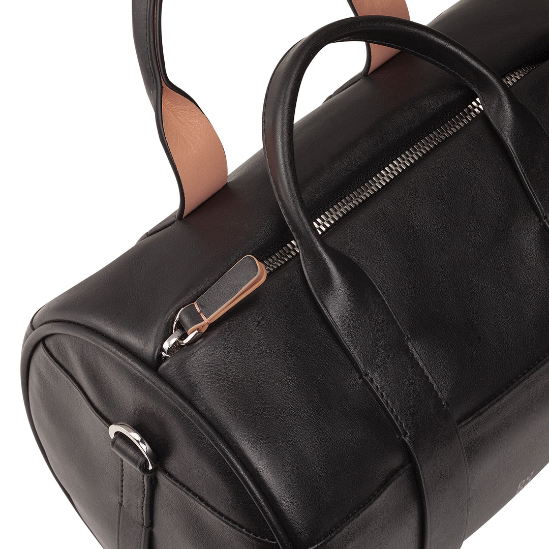 DUDU Damen-Zylindertasche aus echtem Leder, weiche zylindrische Tasche, Fasstasche mit Schultergurt und zwei Griffen, elegantes, farbenfrohes Design