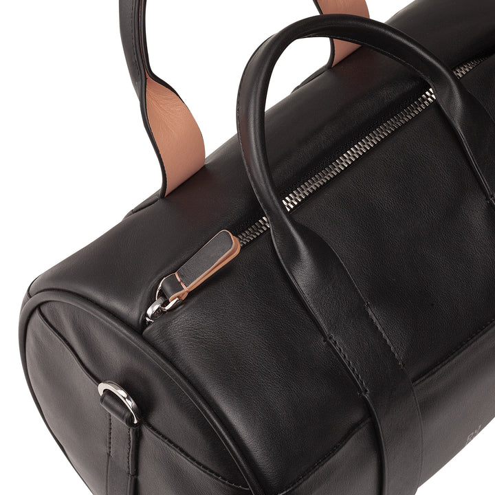 DUDU Damen-Zylindertasche aus echtem Leder, weiche zylindrische Tasche, Fasstasche mit Schultergurt und zwei Griffen, elegantes, farbenfrohes Design