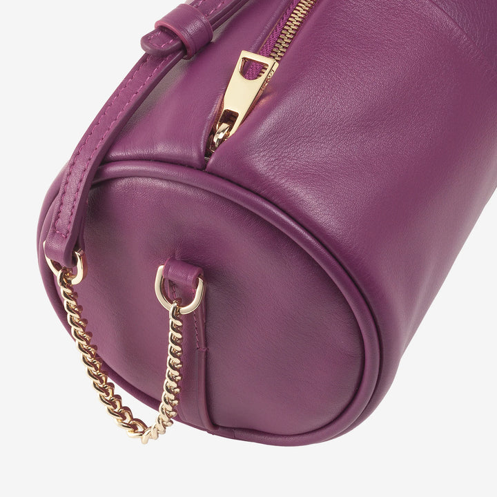 DUDU Sac cylindrique en cuir pour femme, sac à bandoulière avec chaîne et cuir, petit sac cylindrique élégant avec fermeture éclair