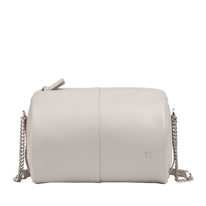 DUDU Bolso Cilíndrico de Piel para Mujer, Bolso Bandolera con Cadena y Piel, Bolso Cilíndrico Pequeño de Moda Elegante con Cremallera