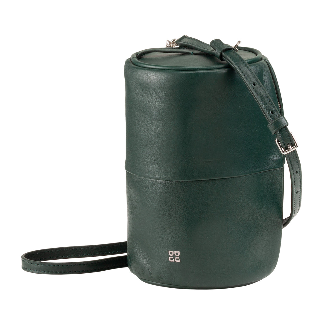 DUDU Borsa Donna Cilindrica in Pelle, Borsa a Tracolla con Catena e Pelle, Borsa a Cilindro Piccola Fashion Elegante con Cerniera