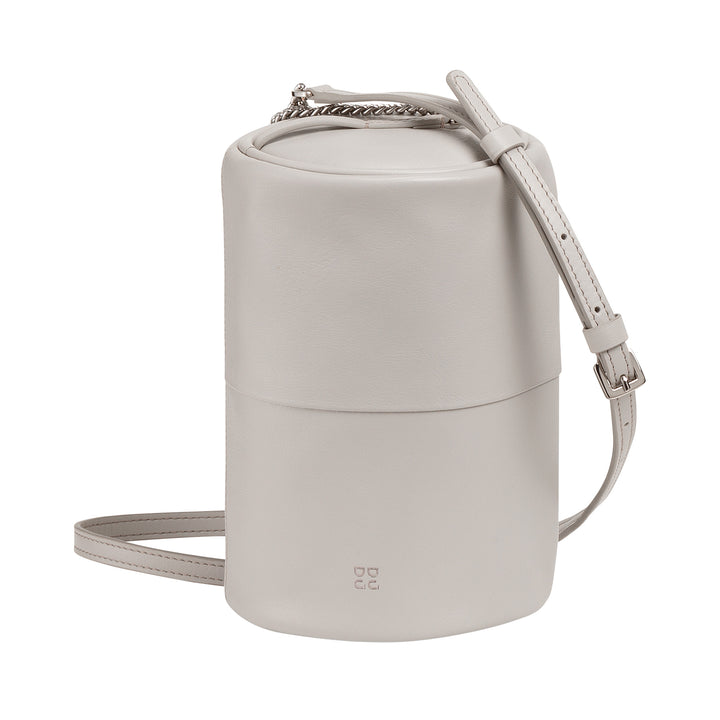 DUDU Bolso Cilíndrico de Piel para Mujer, Bolso Bandolera con Cadena y Piel, Bolso Cilíndrico Pequeño de Moda Elegante con Cremallera