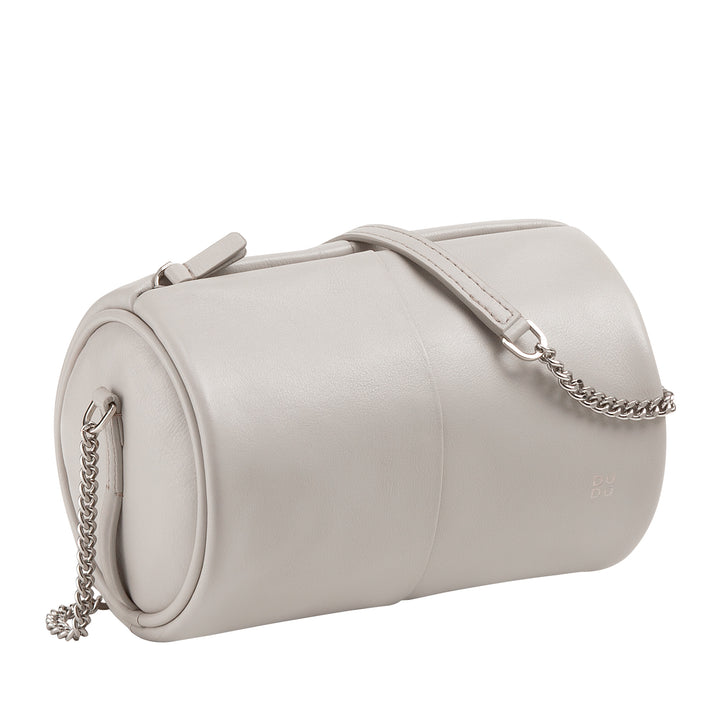 DUDU Bolso Cilíndrico de Piel para Mujer, Bolso Bandolera con Cadena y Piel, Bolso Cilíndrico Pequeño de Moda Elegante con Cremallera