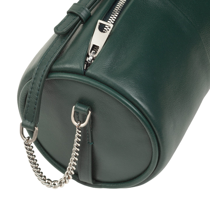 DUDU Borsa Donna Cilindrica in Pelle, Borsa a Tracolla con Catena e Pelle, Borsa a Cilindro Piccola Fashion Elegante con Cerniera