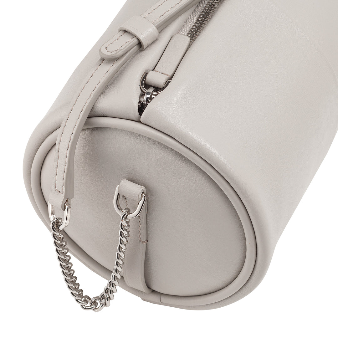 DUDU Bolso Cilíndrico de Piel para Mujer, Bolso Bandolera con Cadena y Piel, Bolso Cilíndrico Pequeño de Moda Elegante con Cremallera