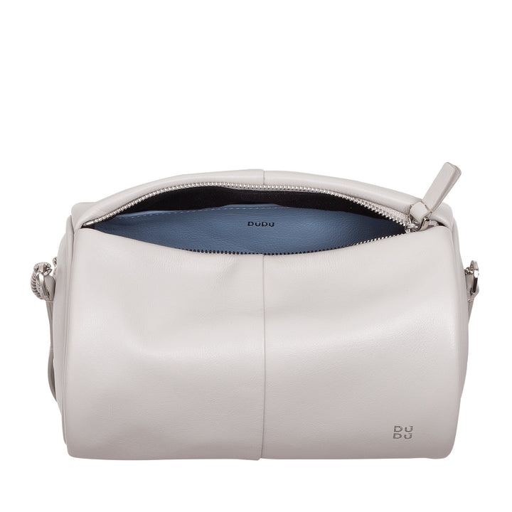DUDU Bolso Cilíndrico de Piel para Mujer, Bolso Bandolera con Cadena y Piel, Bolso Cilíndrico Pequeño de Moda Elegante con Cremallera