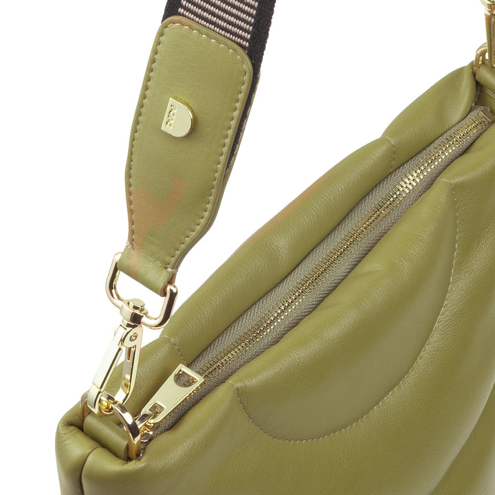 DUDU Borsa Donna a Spalla e Tracolla Trapuntata Imbottita in Pelle Nappa, Borsa Grande con Cerniera e Doppia Tracolla, Design Elegante