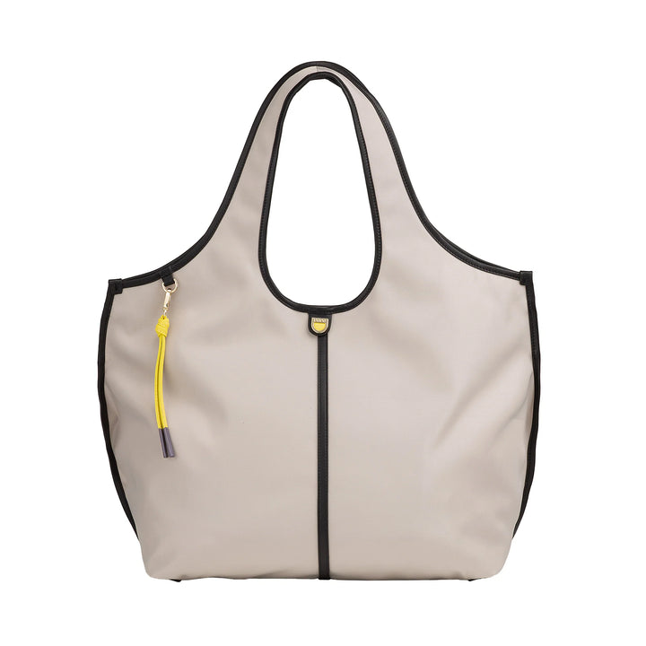 DUDU Borsa Donna a Mano a Tracolla Grande in Nylon e Pelle – Shopper Leggera con Tracolla Regolabile e Chiusura Magnetica