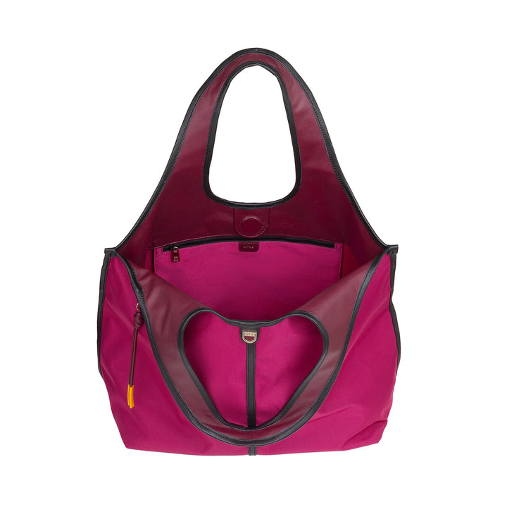 DUDU Borsa Donna a Mano a Tracolla Grande in Nylon e Pelle – Shopper Leggera con Tracolla Regolabile e Chiusura Magnetica