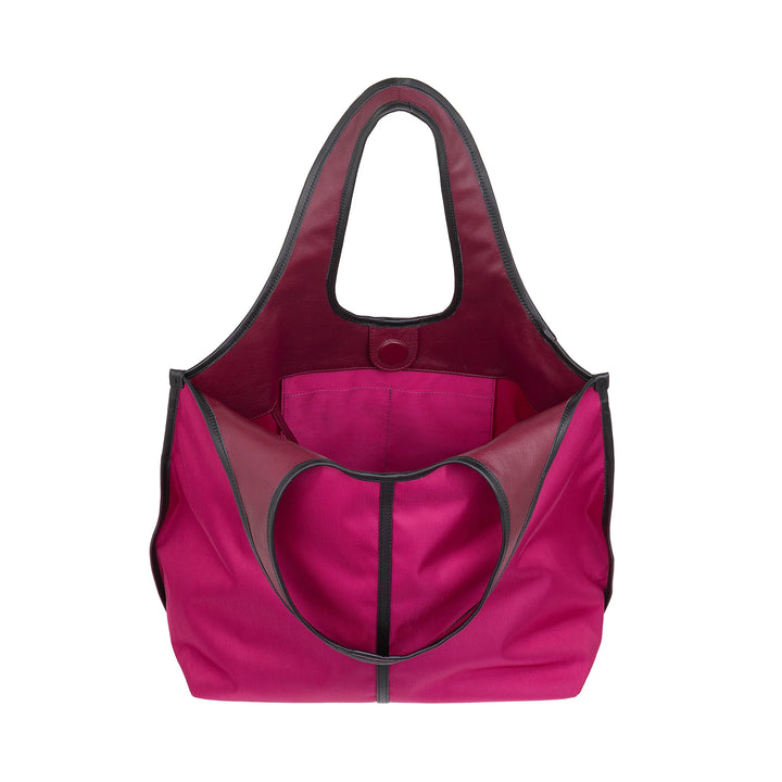DUDU Borsa Donna a Mano a Tracolla Grande in Nylon e Pelle – Shopper Leggera con Tracolla Regolabile e Chiusura Magnetica