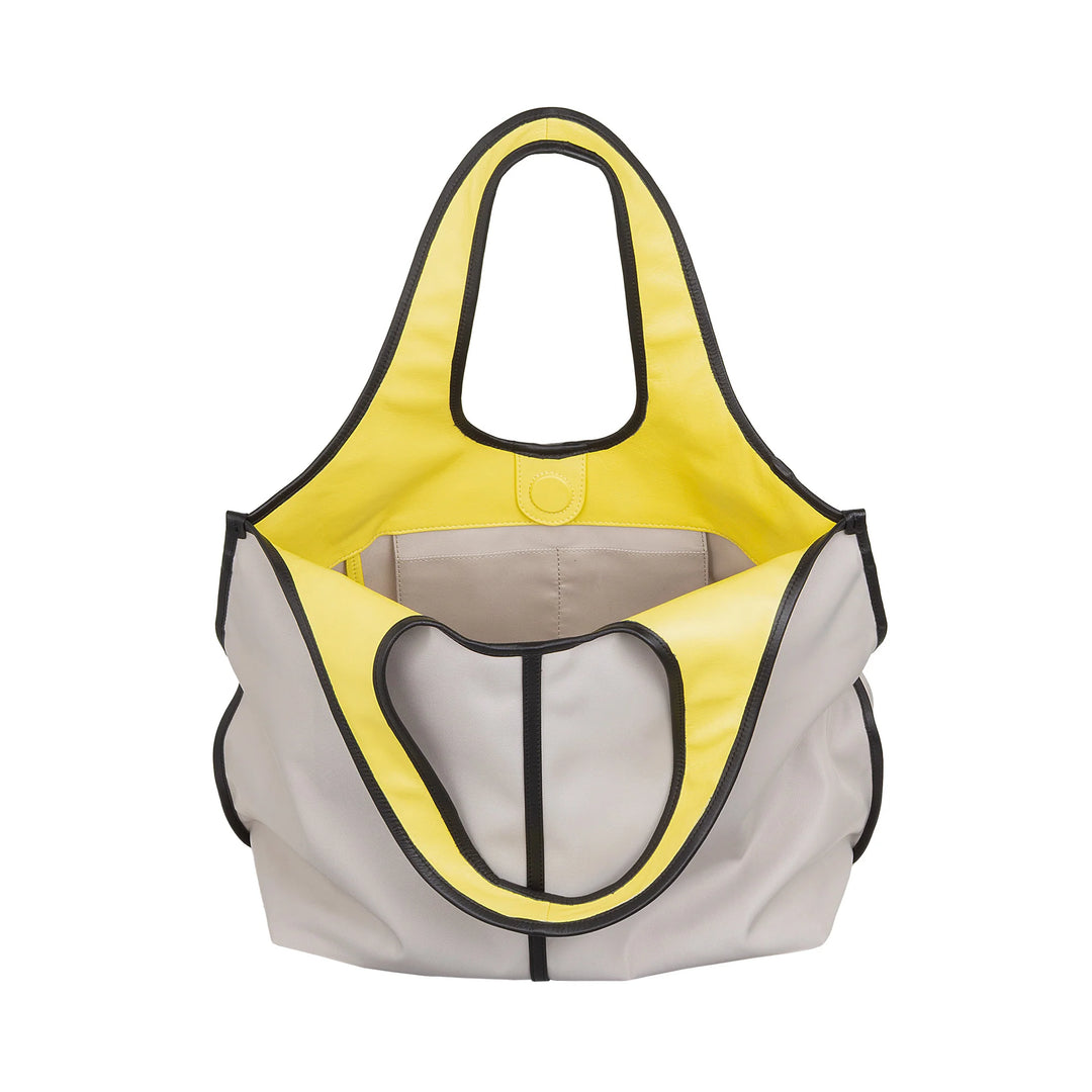 DUDU Borsa Donna a Mano a Tracolla Grande in Nylon e Pelle – Shopper Leggera con Tracolla Regolabile e Chiusura Magnetica