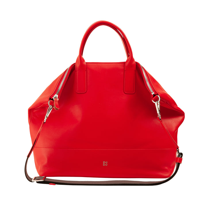 DUDU Sac à bandoulière élégant pour femme en cuir véritable, sac à main avec deux poignées et fermeture éclair