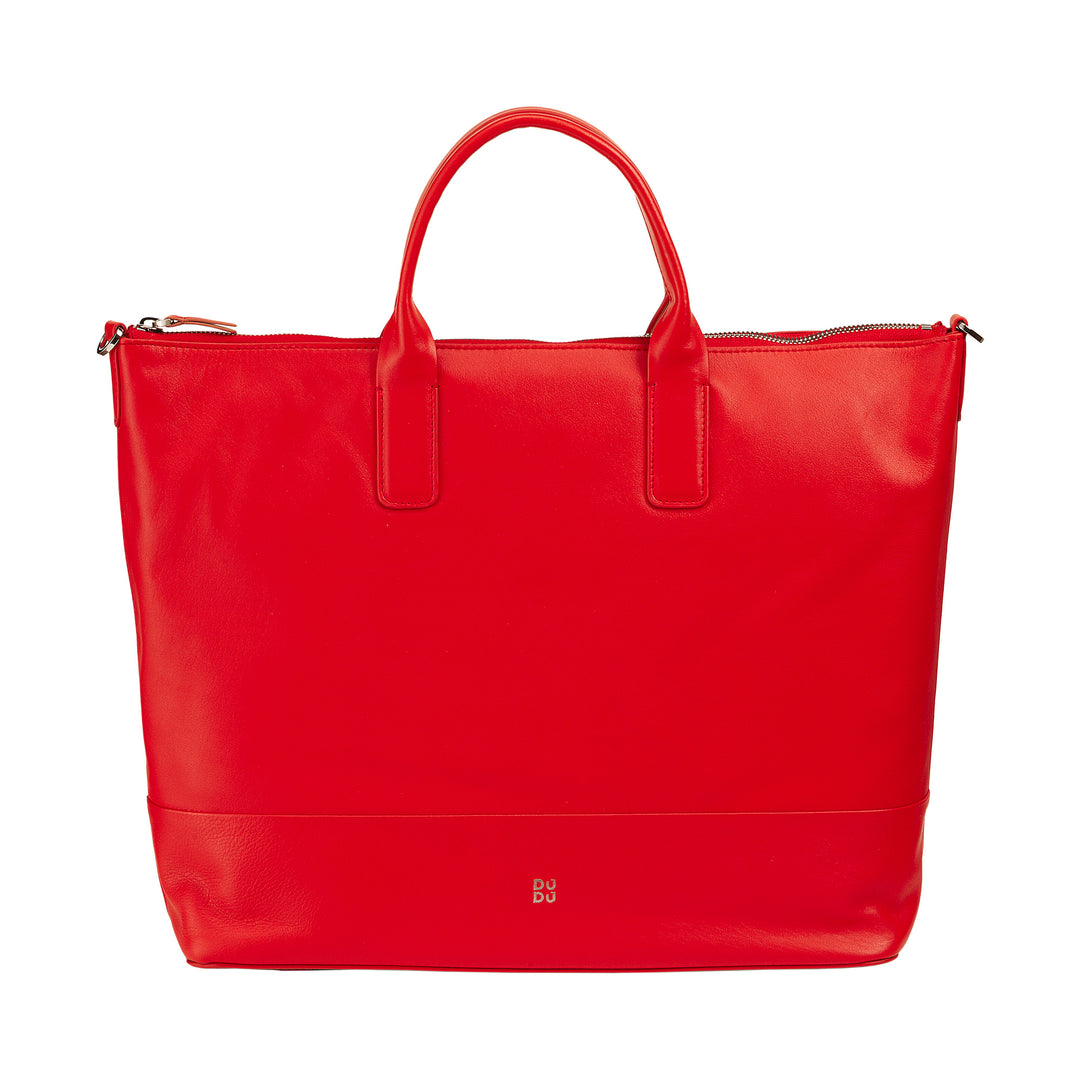 DUDU Sac à bandoulière élégant pour femme en cuir véritable, sac à main avec deux poignées et fermeture éclair