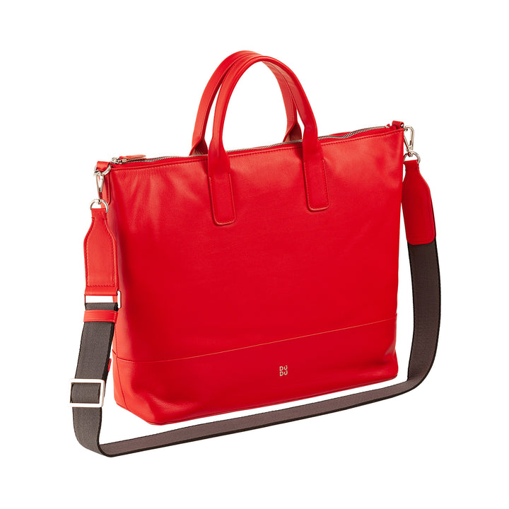 DUDU Sac à bandoulière élégant pour femme en cuir véritable, sac à main avec deux poignées et fermeture éclair