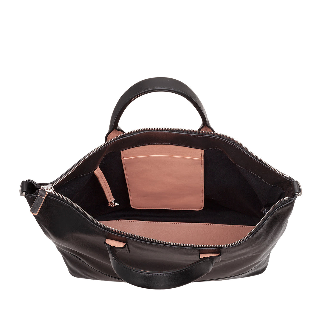DUDU Borsa a Tracolla Spalla Elegante Donna in Vera Pelle, Borsa a Mano con Due Manici e Cerniera Zip