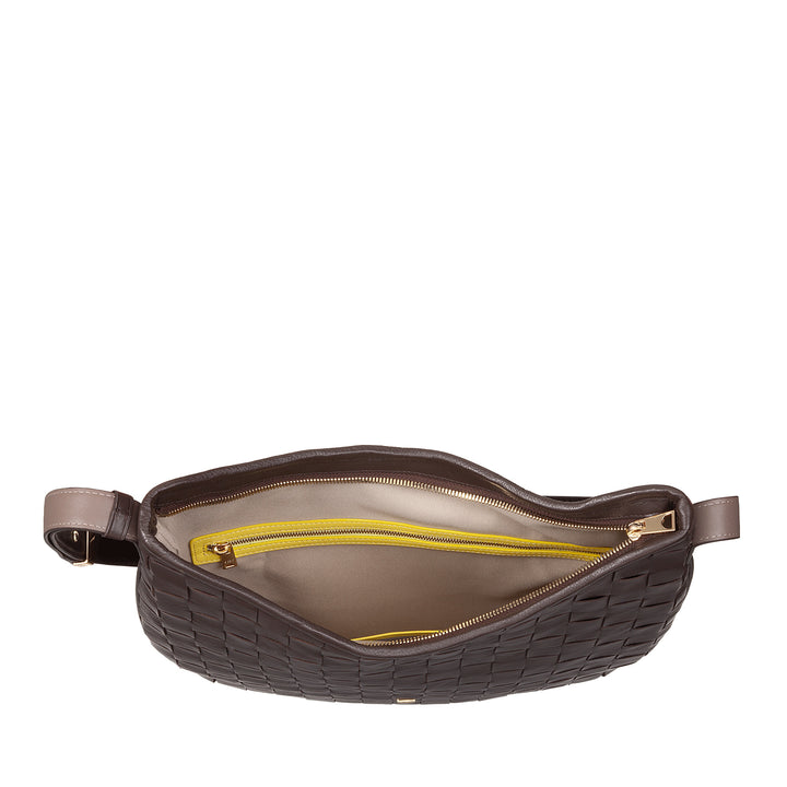 DUDU Borsa a Spalla Donna in Pelle Intrecciata – Elegante Borsa Hobo con Cerniera, Borsa a Tracolla in Vera Pelle con Manico Regolabile e Interni Capienti